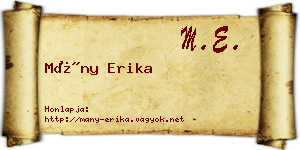 Mány Erika névjegykártya